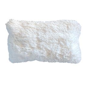 Tozai Lumbar 18” x 11” Faux Fur Pillow Home Decor Luxury Chic Modern Boho White